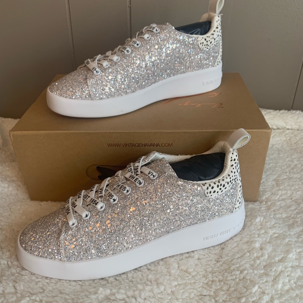 Vintage Havana Glittery Silver Sneakers